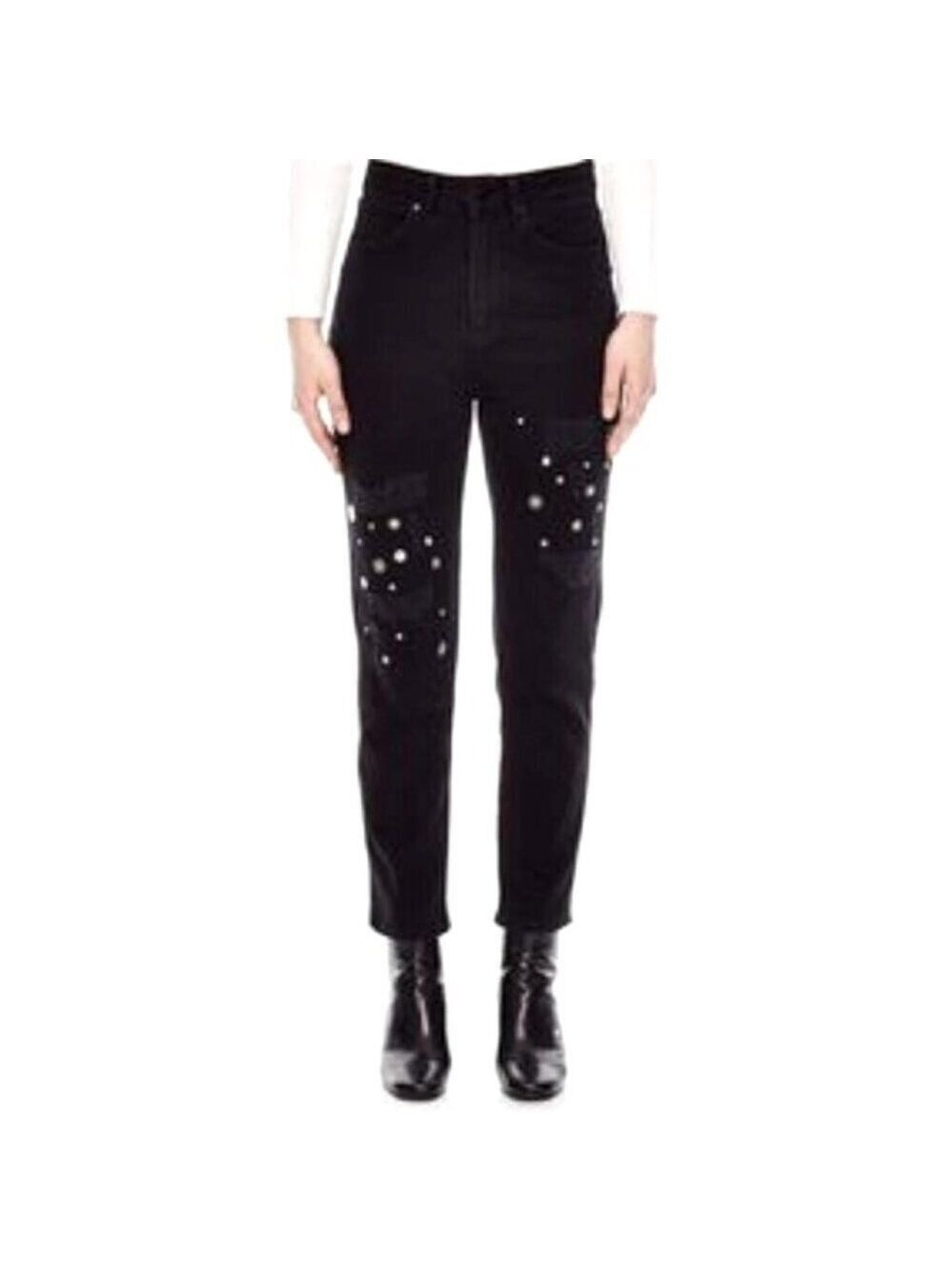 Sandro Paris Rudie Black Studded High Rise Jeans Size 34 (US Size 2)